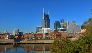 Preview wallpaper buildings, spires, reflection, river