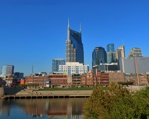 Preview wallpaper buildings, spires, reflection, river
