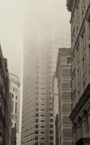 Preview wallpaper buildings, street, fog, architecture