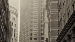 Preview wallpaper buildings, street, fog, architecture