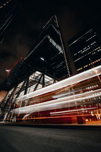 Preview wallpaper buildings, street, lights, blur, long exposure, night