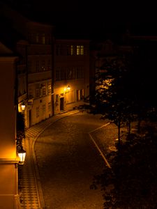 Preview wallpaper buildings, street, lights, lighting, dark