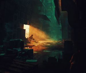 Preview wallpaper buildings, street, silhouette, light, dark