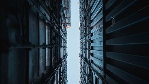 Preview wallpaper buildings, structure, bottom view, sky