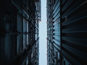 Preview wallpaper buildings, structure, bottom view, sky