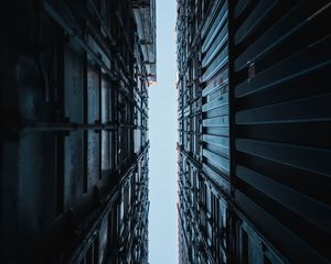 Preview wallpaper buildings, structure, bottom view, sky