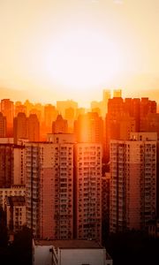 Preview wallpaper buildings, sunset, aerial view, beijing, china