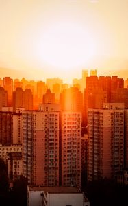 Preview wallpaper buildings, sunset, aerial view, beijing, china