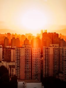 Preview wallpaper buildings, sunset, aerial view, beijing, china