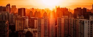 Preview wallpaper buildings, sunset, aerial view, beijing, china