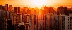 Preview wallpaper buildings, sunset, aerial view, beijing, china