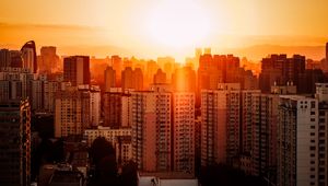 Preview wallpaper buildings, sunset, aerial view, beijing, china