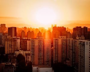 Preview wallpaper buildings, sunset, aerial view, beijing, china