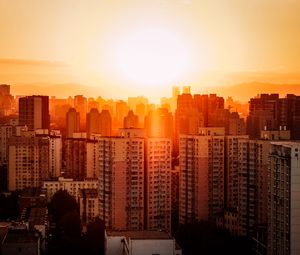 Preview wallpaper buildings, sunset, aerial view, beijing, china