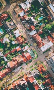 Preview wallpaper buildings, top view, city