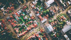 Preview wallpaper buildings, top view, city