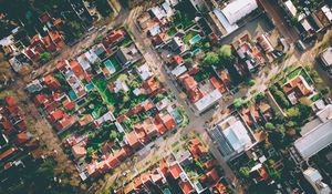 Preview wallpaper buildings, top view, city