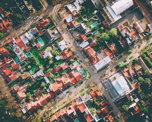 Preview wallpaper buildings, top view, city