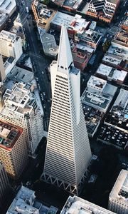 Preview wallpaper buildings, tower, aerial view, height, city