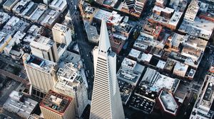 Preview wallpaper buildings, tower, aerial view, height, city