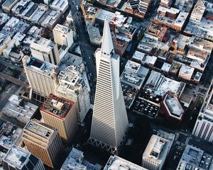 Preview wallpaper buildings, tower, aerial view, height, city