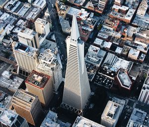 Preview wallpaper buildings, tower, aerial view, height, city