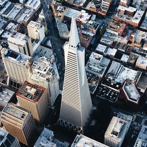 Preview wallpaper buildings, tower, aerial view, height, city