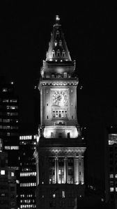 Preview wallpaper buildings, tower, architecture, black and white, black