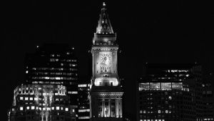 Preview wallpaper buildings, tower, architecture, black and white, black