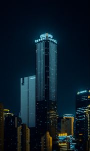 Preview wallpaper buildings, tower, city, night, architecture, dark, backlight