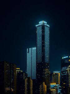 Preview wallpaper buildings, tower, city, night, architecture, dark, backlight