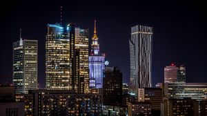 Preview wallpaper buildings, tower, lights, city, night