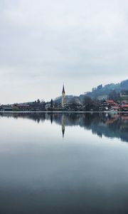 Preview wallpaper buildings, tower, reflection, lake