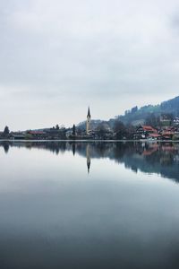 Preview wallpaper buildings, tower, reflection, lake