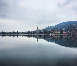 Preview wallpaper buildings, tower, reflection, lake