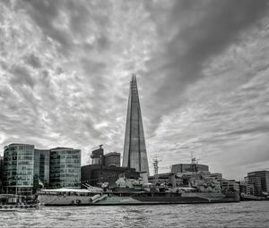 Preview wallpaper buildings, tower, ship, sea, sky