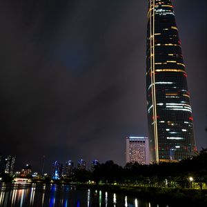 Preview wallpaper buildings, tower, skyscraper, night, city