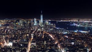 Preview wallpaper buildings, tower, streets, lights, city, night