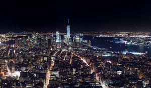Preview wallpaper buildings, tower, streets, lights, city, night