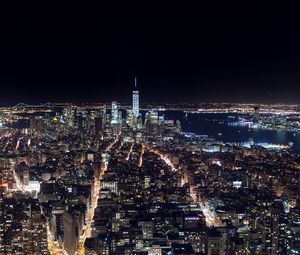 Preview wallpaper buildings, tower, streets, lights, city, night