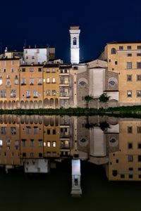 Preview wallpaper buildings, tower, water, reflection, night
