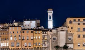 Preview wallpaper buildings, tower, water, reflection, night