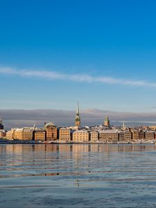 Preview wallpaper buildings, towers, architecture, lake, city