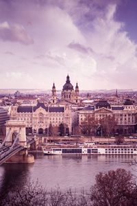 Preview wallpaper buildings, towers, architecture, river, bridge, city