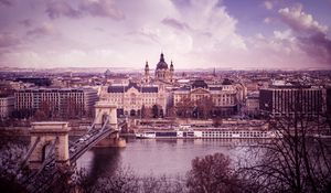 Preview wallpaper buildings, towers, architecture, river, bridge, city