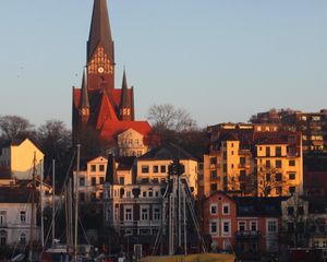 Preview wallpaper buildings, towers, boats, sea