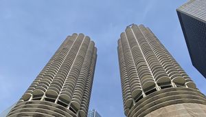 Preview wallpaper buildings, towers, bottom view, architecture