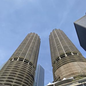 Preview wallpaper buildings, towers, bottom view, architecture