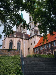 Preview wallpaper buildings, towers, columns, architecture, steps