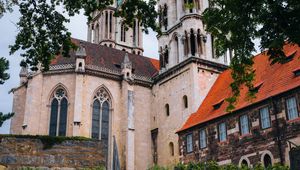 Preview wallpaper buildings, towers, columns, architecture, steps